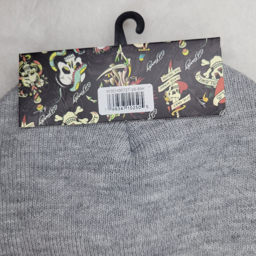 Ed Hardy Beanies Hats Gray & Pink Brand New, Never Worn 2 Beanies - Picture 4 of 5